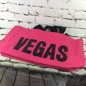 VEGAS Weekender Tote Pink Black Sequined Travel Vacation Over-Night Bag W/Tag